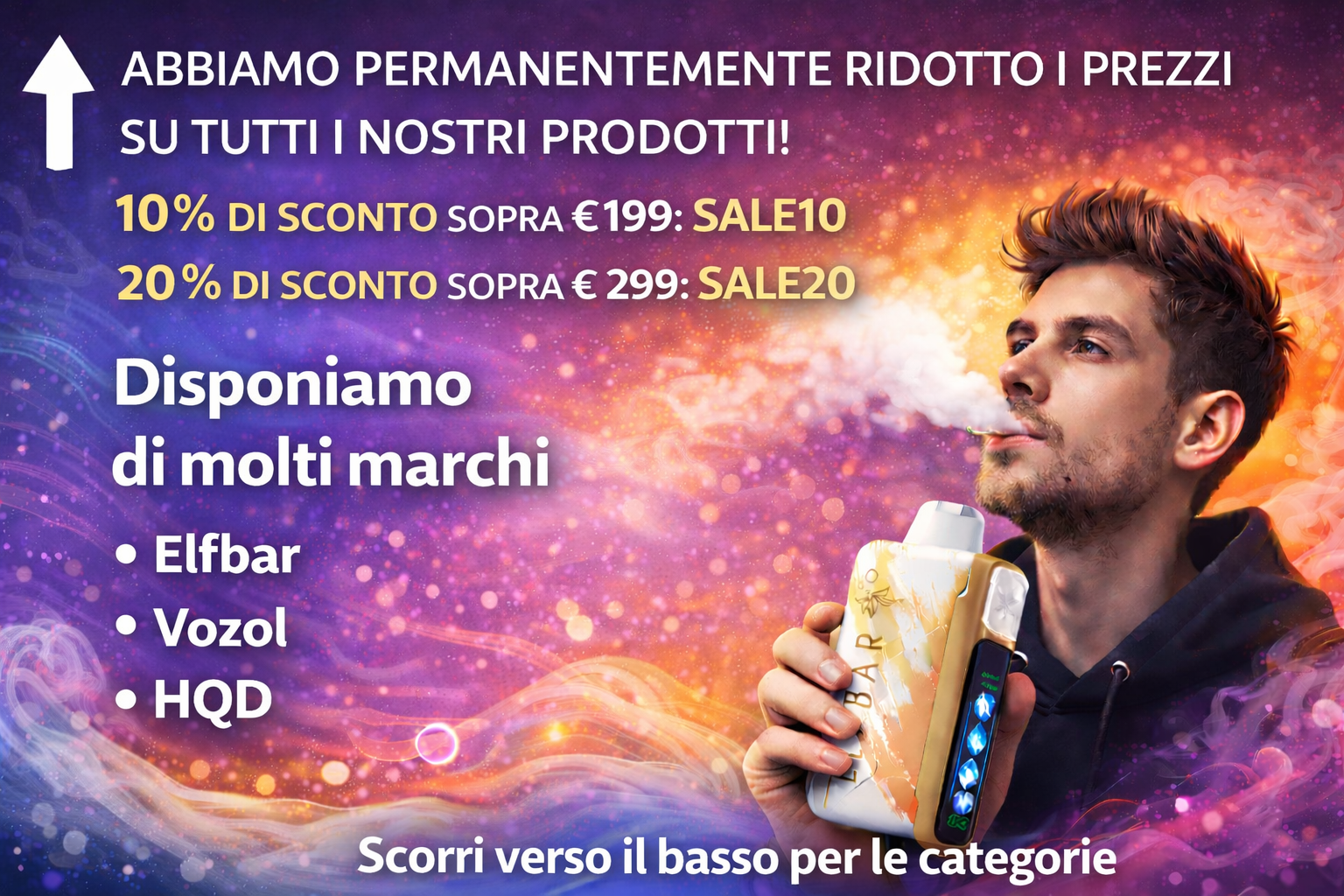 Scopri le migliori sigarette elettroniche usa e getta. Molti marchi come ELFBAR, VOZOL, VAPESOLO, HQD. Approfitta del 20% di sconto e della spedizione gratuita con il codice sconto SALE20. Ordina ora per un’ampia gamma di gusti e un’esperienza di svapo premium.