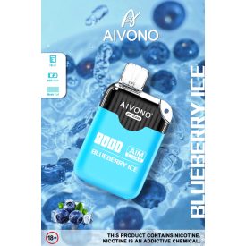 Aivono 8000 - Nicotine Free 0% vape monouso con gusto ghiaccio al mirtillo e 8000 puff