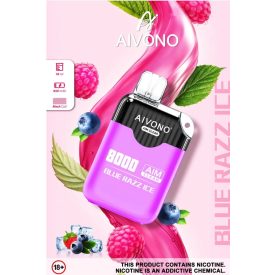 Aivono 8000 - Nicotine Free 0% vape monouso con gusto blue razz ice e 8000 puff