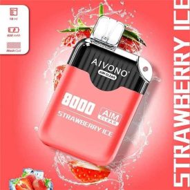 Aivono 8000 - Nicotine Free 0% vape monouso con gusto ghiaccio alla fragola e 8000 puff