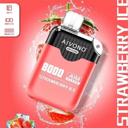 Aivono 8000 - Nicotine Free 0% vape monouso con gusto ghiaccio alla fragola e 8000 puff