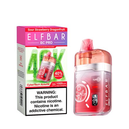 ELF BAR BC40000 PRO - SOUR STRAWBERRY DRAGONFRUIT 5% - RECHARGEABLE