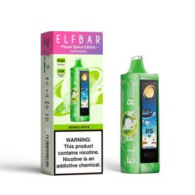 ELF BAR PLANET 25000 sigaretta elettronica usa e getta al gusto di doppia mela con 5% di nicotina, ricaricabile.