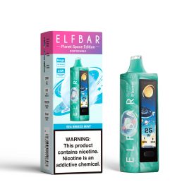 ELF BAR PLANET 25000 sigaretta elettronica usa e getta al gusto di brezza marina e menta con 5% di nicotina, ricaricabile.