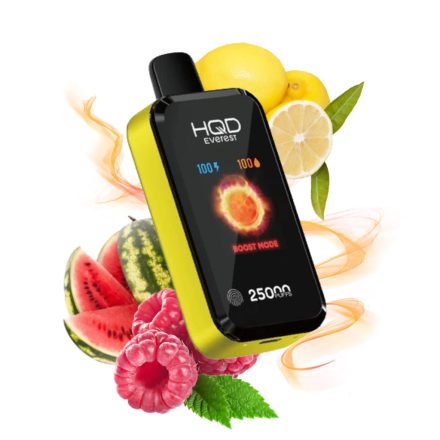 HQD Everest sigaretta elettronica usa e getta con gusto lampone, anguria e limone e 25000 tiri